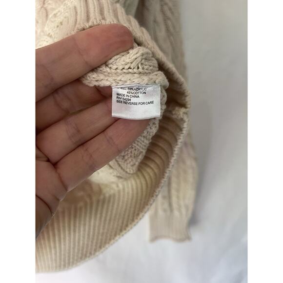 Evereve Alexis Strong Shoulder Cable Pullover Sweater Women’s Small Cream - Picture 5 of 10